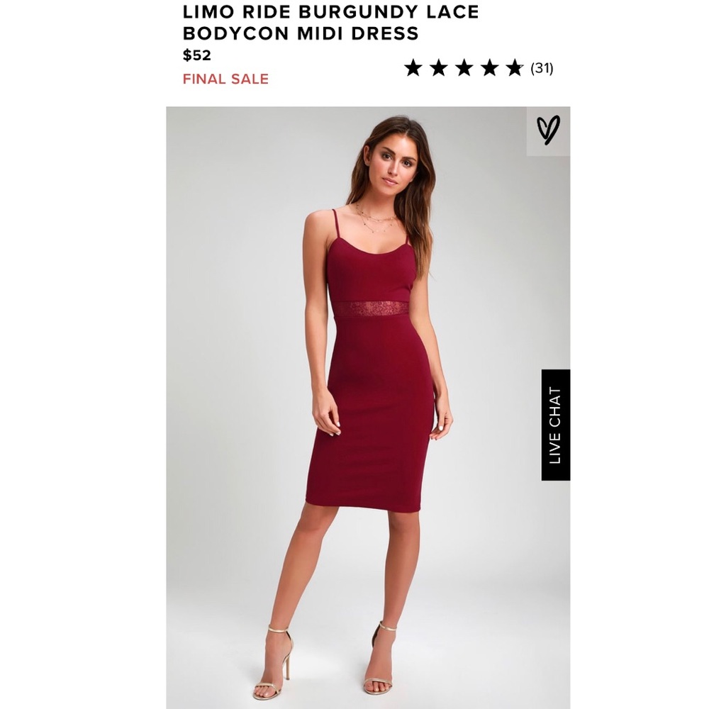Lulus Burgundy Limo Ride Lace Bodycon Dress XS